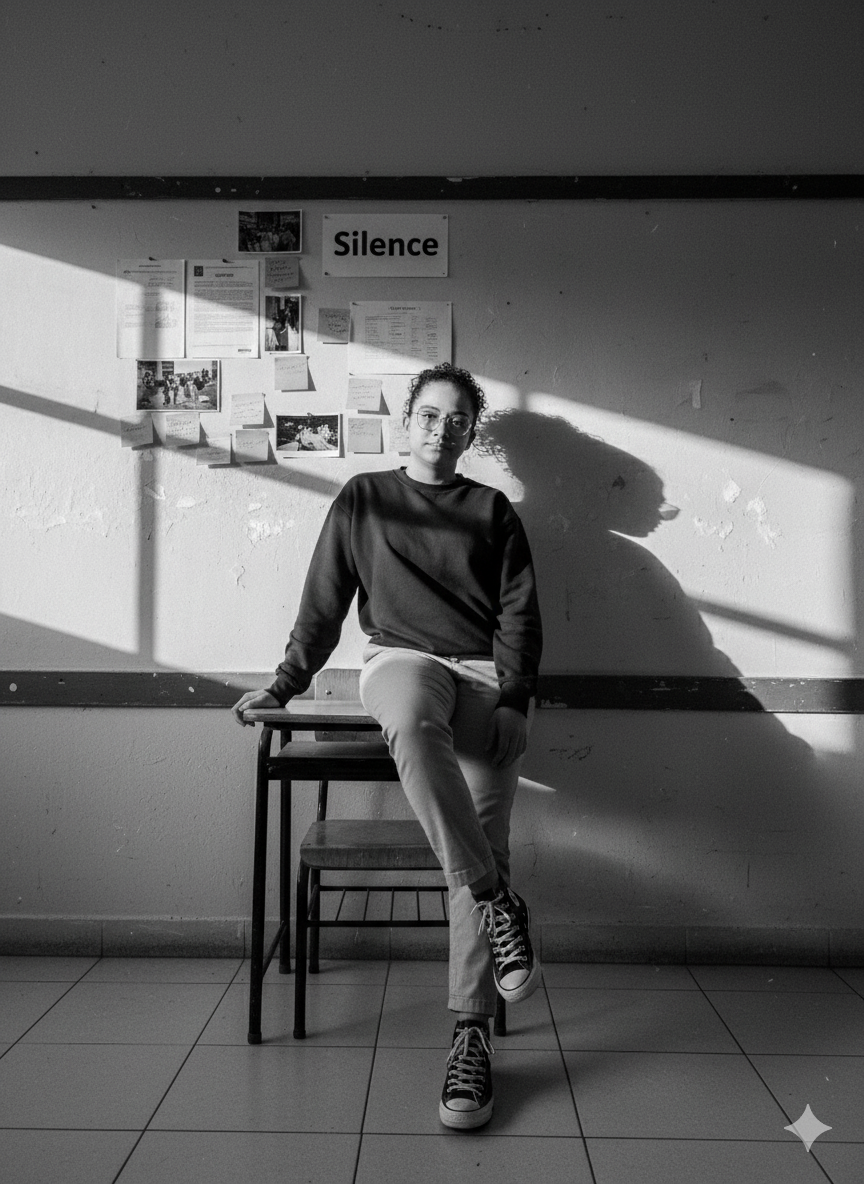 Eu em preto em branco